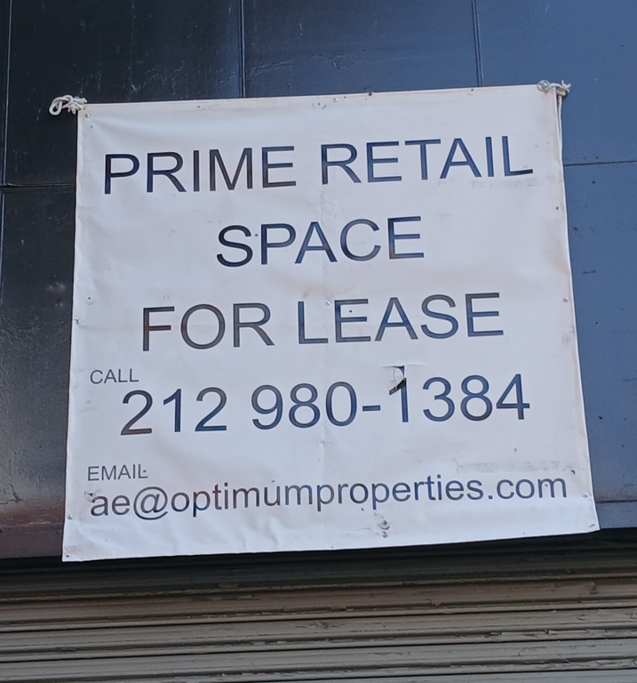 Prime Retail Space for Lease – Call: 212‑980‑1384 – Email: ae@optimumproperties.com
